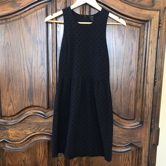 J Crew Skater Dress Navy with Navy Velvet Polka Dots XS - Picture 2 of 4